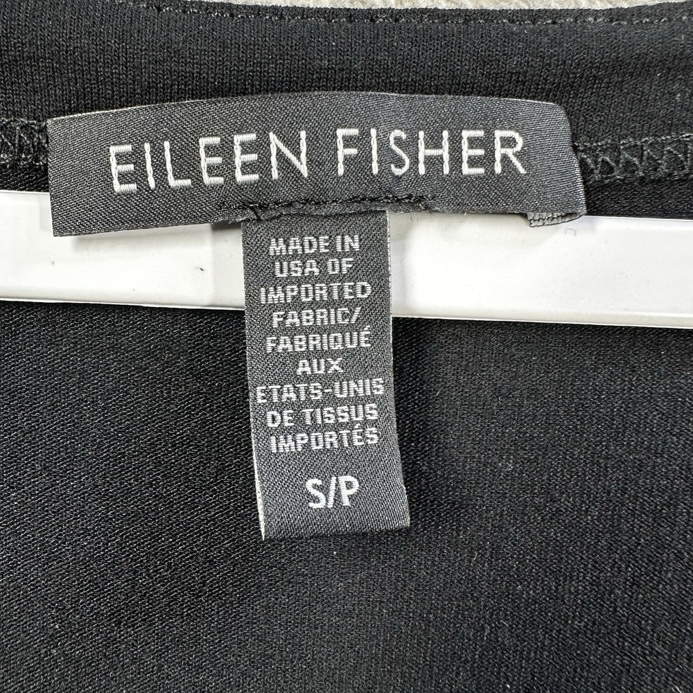 Eileen Fisher Black Jersey Knit Midi Dress Sz S Stretch Minimalist High Low Hem - Picture 2 of 7